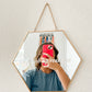 Hexagon mirror with quote